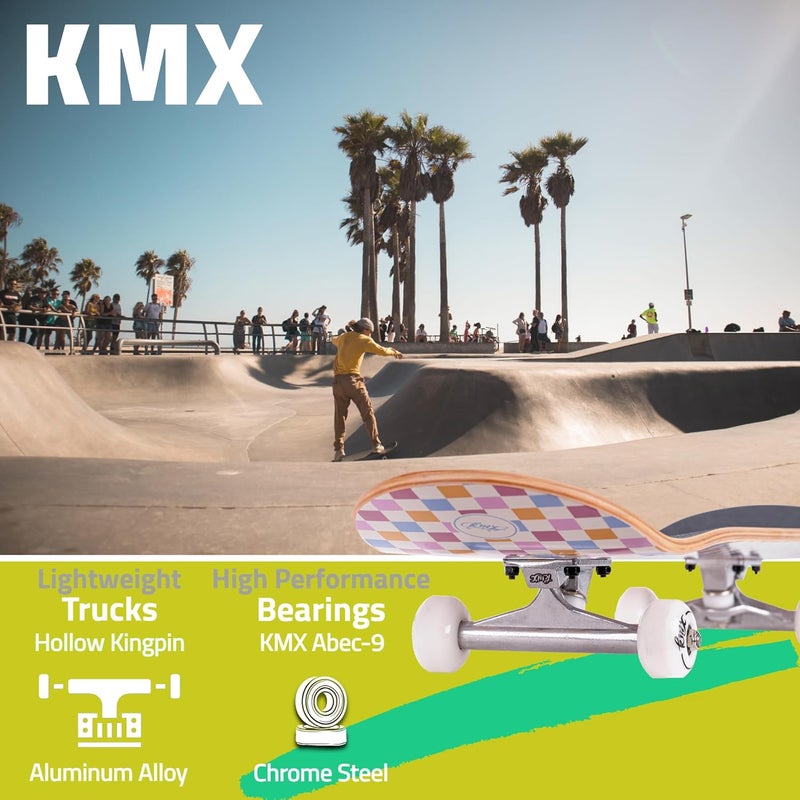 KMX Complete Skateboard for Beginners, 7-Layer Canadian Maple Double Kick Concave Deck| Aluminum Alloy Trucks | Pro Skateboard for Boys, Girls, Kids, Teens, Adults - Image 4
